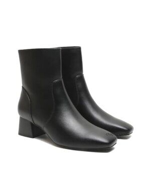 Womens Ankle Boots Low Heel Short Booties Square Toe Dress Fall Boots Zip